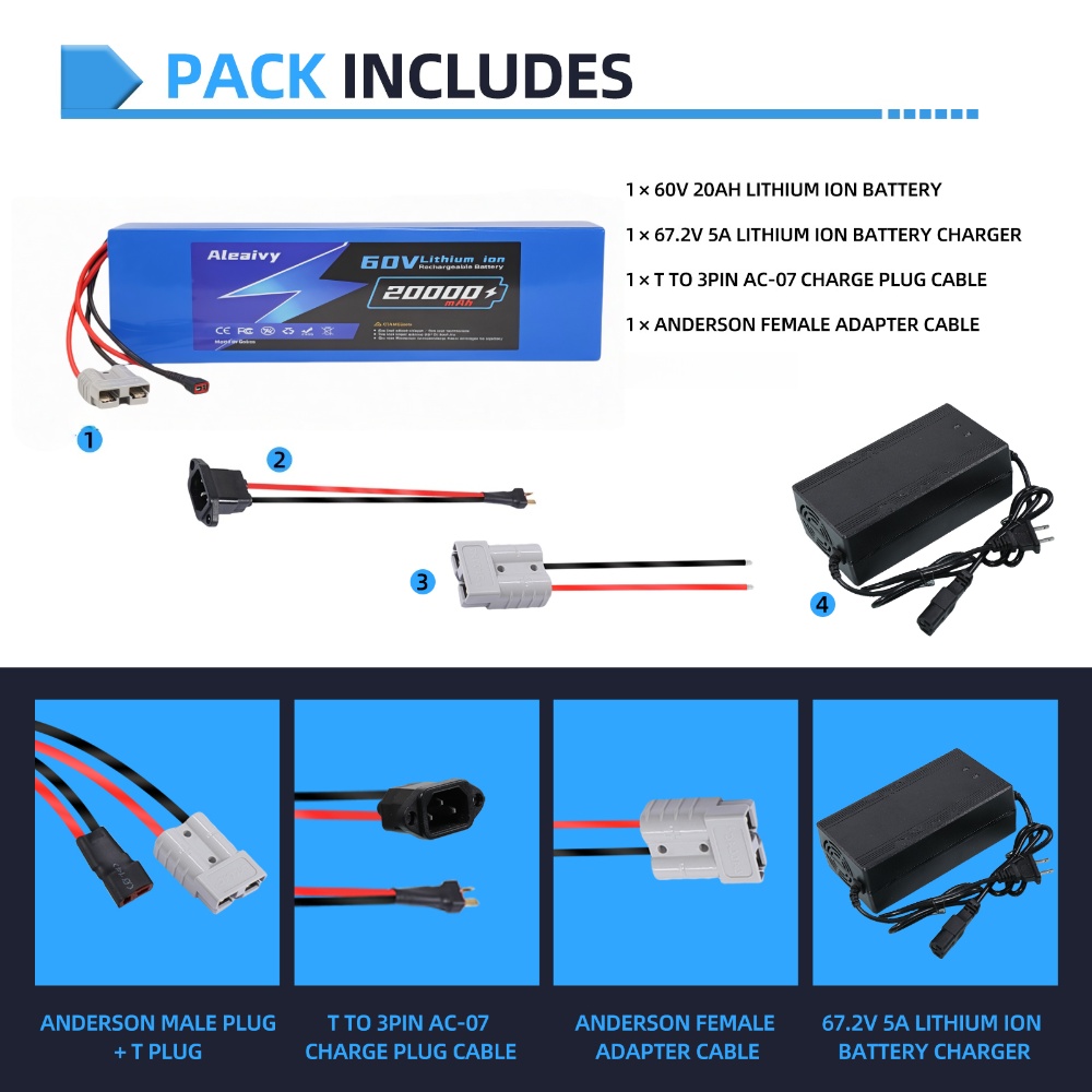 Aleaivy 60V Battery 20AH 30AH  - 60V 30Ah 21700 Battery Pack ulasan dan harga